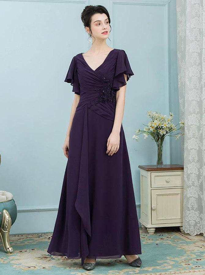 purple mother of the bride dress